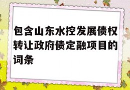 包含山东水控发展债权转让政府债定融项目的词条