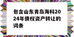 包含山东青岛海科2024年债权资产转让的词条