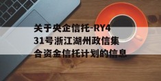 关于央企信托-RY431号浙江湖州政信集合资金信托计划的信息