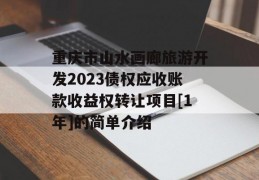 重庆市山水画廊旅游开发2023债权应收账款收益权转让项目[1年]的简单介绍