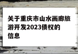 关于重庆市山水画廊旅游开发2023债权的信息