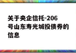 关于央企信托-206号山东寿光城投债券的信息