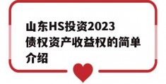 山东HS投资2023债权资产收益权的简单介绍