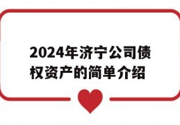 2024年济宁公司债权资产的简单介绍