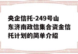 央企信托-249号山东济南政信集合资金信托计划的简单介绍