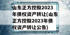 山东正方控股2023年债权资产转让(山东正方控股2023年债权资产转让公告)