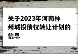 关于2023年河南林州城投债权转让计划的信息