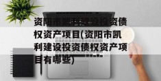 资阳市凯利建设投资债权资产项目(资阳市凯利建设投资债权资产项目有哪些)