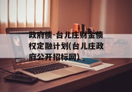 政府债-台儿庄财金债权定融计划(台儿庄政府公开招标网)