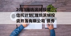 2023潍坊滨城投资信托计划(潍坊滨城投资开发有限公司 债券)