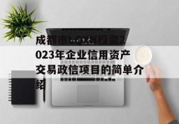 成都市LQXN投资2023年企业信用资产交易政信项目的简单介绍