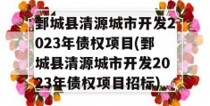 鄄城县清源城市开发2023年债权项目(鄄城县清源城市开发2023年债权项目招标)