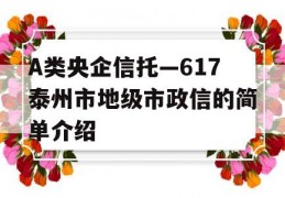 A类央企信托—617泰州市地级市政信的简单介绍