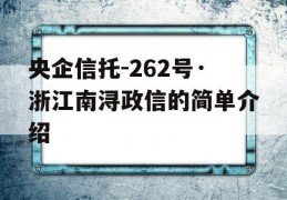 央企信托-262号·浙江南浔政信的简单介绍