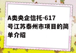 A类央企信托-617号江苏泰州市项目的简单介绍