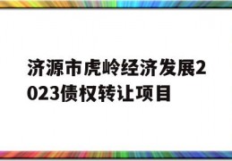 济源市虎岭经济发展2023债权转让项目