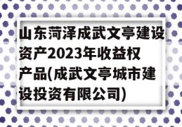 山东菏泽成武文亭建设资产2023年收益权产品(成武文亭城市建设投资有限公司)