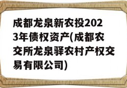 成都龙泉新农投2023年债权资产(成都农交所龙泉驿农村产权交易有限公司)