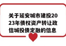 关于延安城市建投2023年债权资产转让政信城投债定融的信息