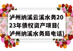 泸州纳溪云溪水务2023年债权资产项目(泸州纳溪水务局电话)