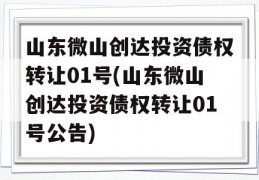 山东微山创达投资债权转让01号(山东微山创达投资债权转让01号公告)