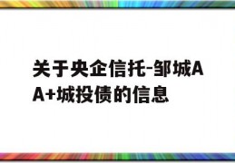 关于央企信托-邹城AA+城投债的信息