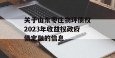 关于山东枣庄物环债权2023年收益权政府债定融的信息