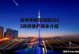 滨州市阳信城投2022政府债的简单介绍