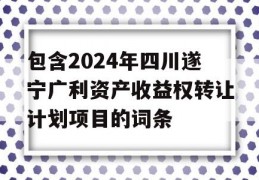 包含2024年四川遂宁广利资产收益权转让计划项目的词条