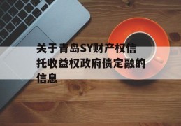 关于青岛SY财产权信托收益权政府债定融的信息