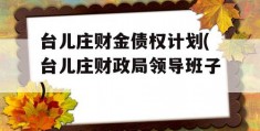 台儿庄财金债权计划(台儿庄财政局领导班子)