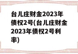 台儿庄财金2023年债权2号(台儿庄财金2023年债权2号利率)