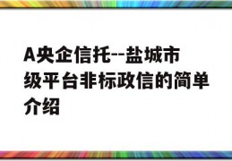 A央企信托--盐城市级平台非标政信的简单介绍