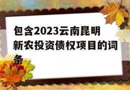 包含2023云南昆明新农投资债权项目的词条