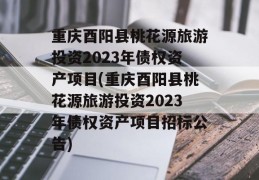 重庆酉阳县桃花源旅游投资2023年债权资产项目(重庆酉阳县桃花源旅游投资2023年债权资产项目招标公告)