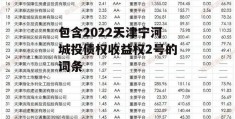 包含2022天津宁河城投债权收益权2号的词条