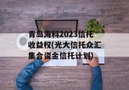 青岛海科2023信托收益权(光大信托众汇集合资金信托计划)