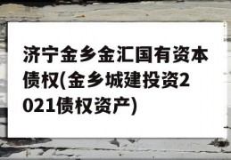 济宁金乡金汇国有资本债权(金乡城建投资2021债权资产)