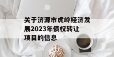 关于济源市虎岭经济发展2023年债权转让项目的信息