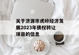 关于济源市虎岭经济发展2023年债权转让项目的信息