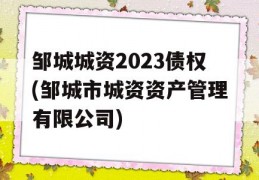 邹城城资2023债权(邹城市城资资产管理有限公司)