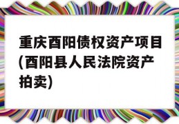 重庆酉阳债权资产项目(酉阳县人民法院资产拍卖)