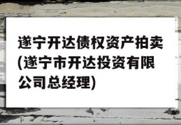 遂宁开达债权资产拍卖(遂宁市开达投资有限公司总经理)