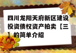 四川龙阳天府新区建设投资债权资产拍卖【三】的简单介绍