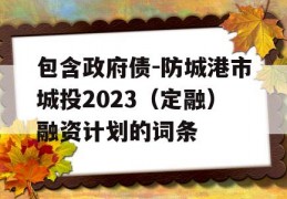 包含政府债-防城港市城投2023（定融）融资计划的词条