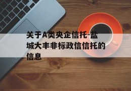 关于A类央企信托-盐城大丰非标政信信托的信息