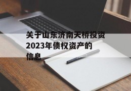 关于山东济南天桥投资2023年债权资产的信息