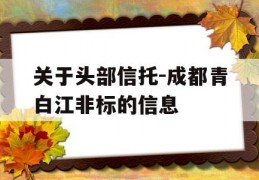 关于头部信托-成都青白江非标的信息