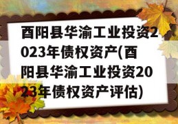 酉阳县华渝工业投资2023年债权资产(酉阳县华渝工业投资2023年债权资产评估)