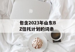 包含2023年山东BZ信托计划的词条